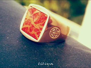 Coral Gem – Rose Gold Cover on a Brass Ring