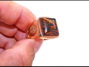 Rose Gold Ring with Real Amber