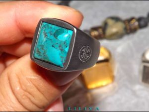 Turquoise Silver Black ring