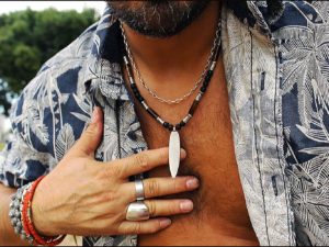Men Necklace With Surfboard Pendant